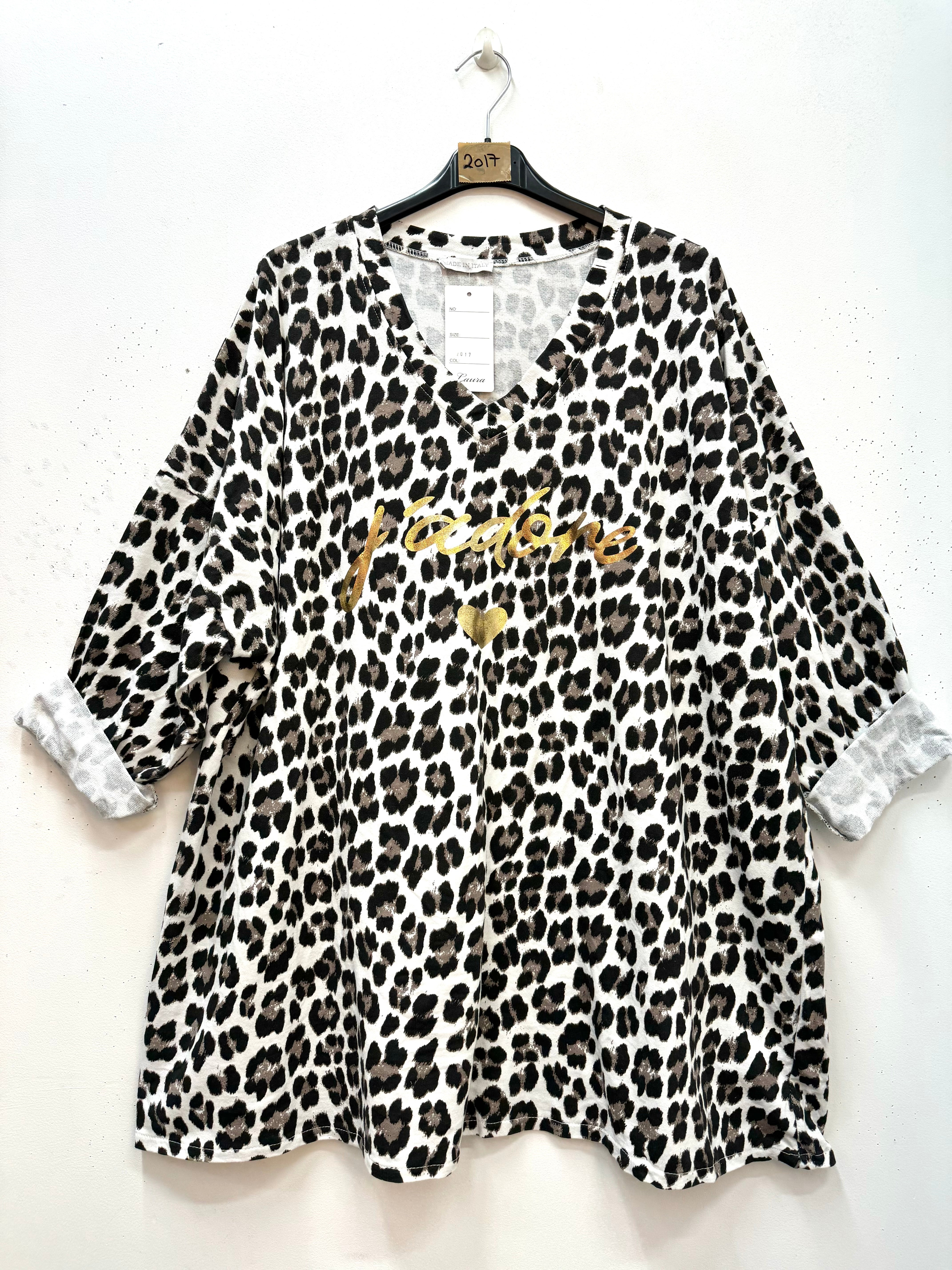 T-shirt sweat léopard "J'adore"