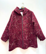 Manteau à capuche - laine bouillie brodée