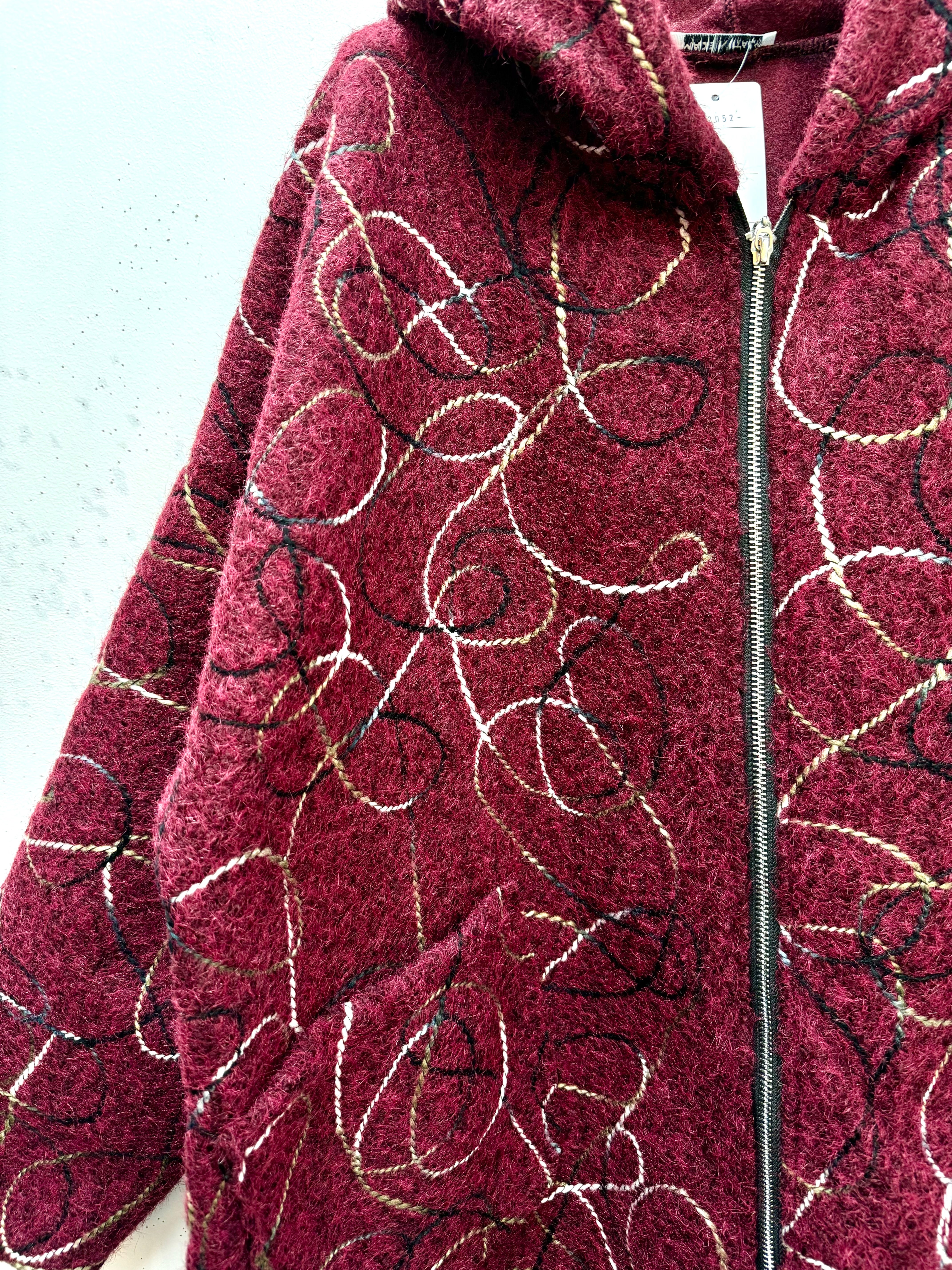 Manteau à capuche - laine bouillie brodée