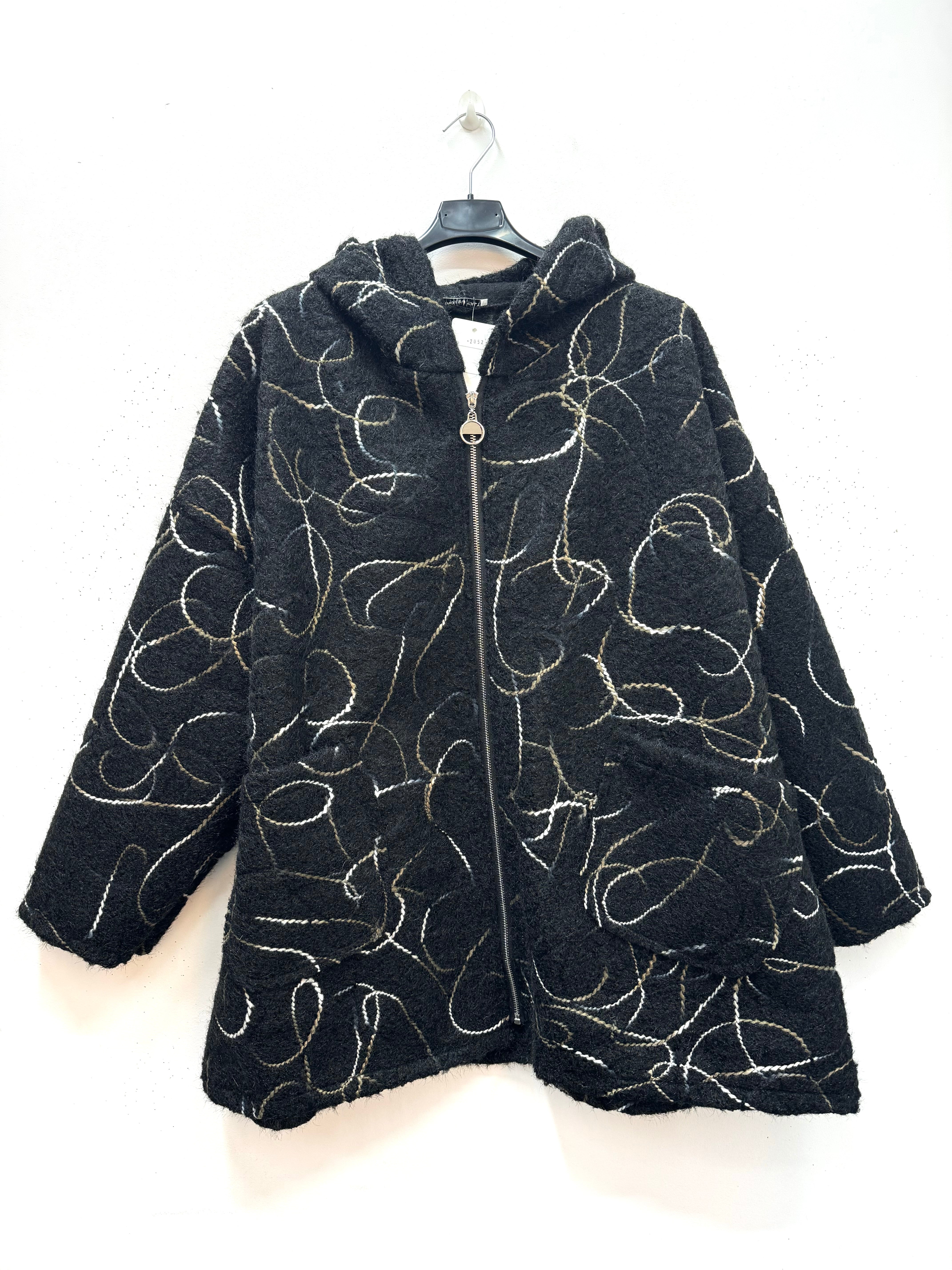 Manteau à capuche - laine bouillie brodée