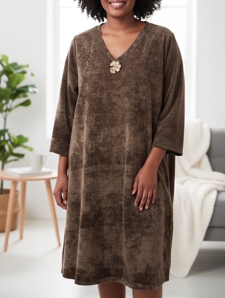 Robe évasée en velours côtelé