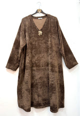Robe évasée en velours côtelé