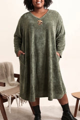 Robe évasée en velours côtelé