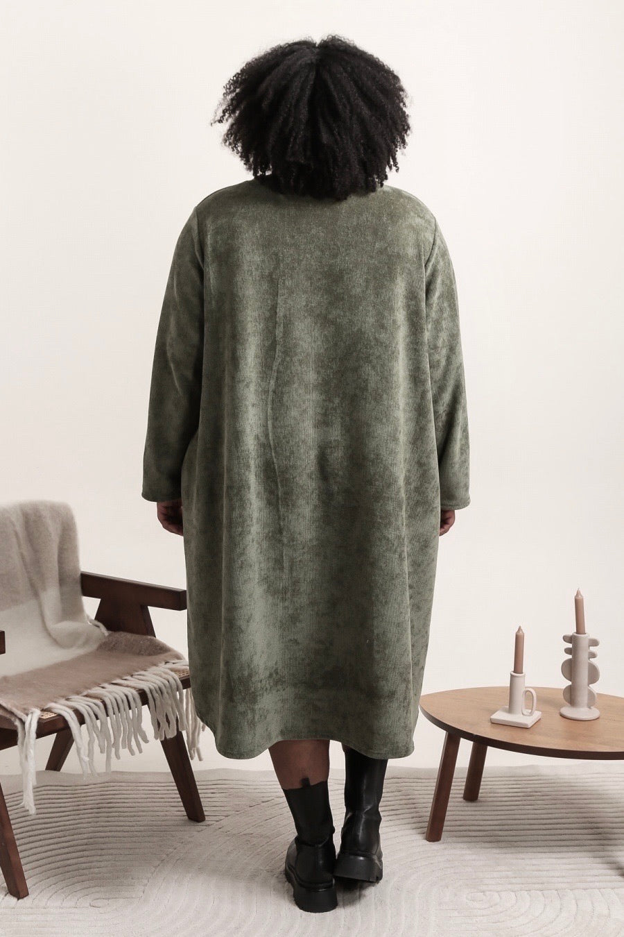 Robe évasée en velours côtelé
