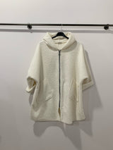 Manteau à capuche en laine bouclée