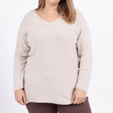 Pull uni coupe droite col V