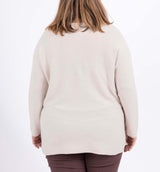 Pull uni coupe droite col V