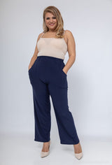 Pantalon stretch classique droit avec poches - Bleu