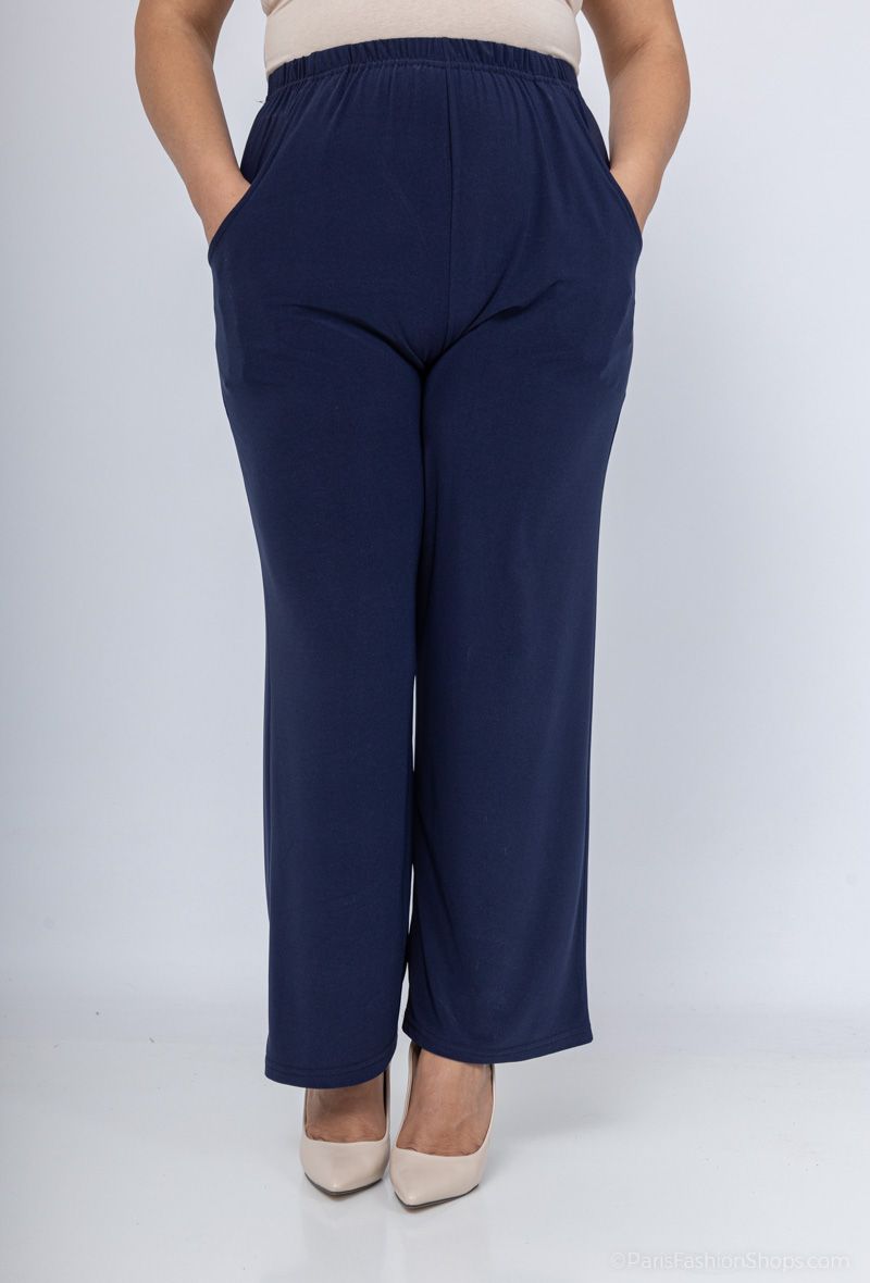 Pantalon stretch classique droit avec poches - Bleu