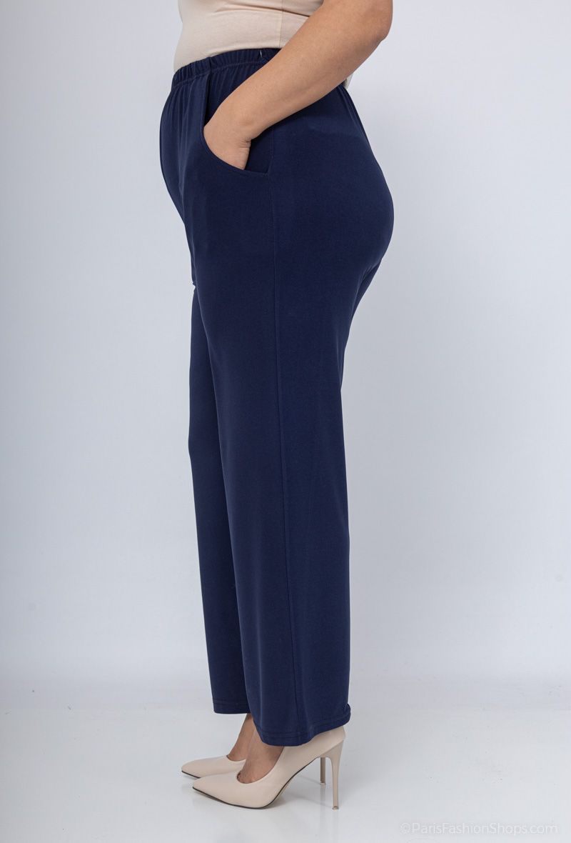 Pantalon stretch classique droit avec poches - Bleu
