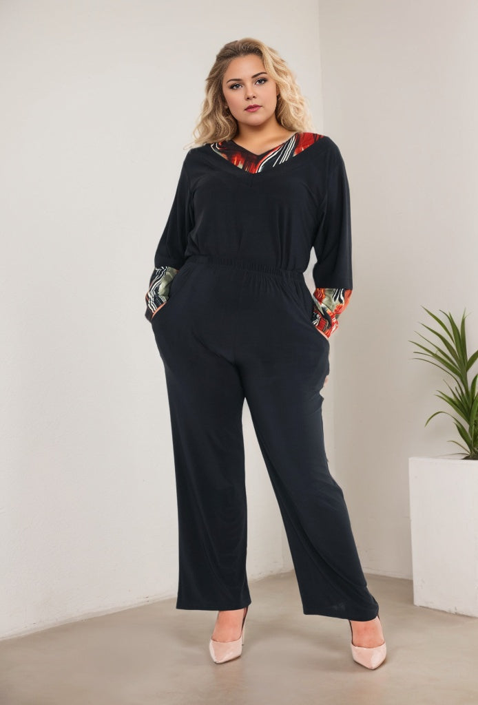 Pantalon stretch classique droit avec poches - Noir