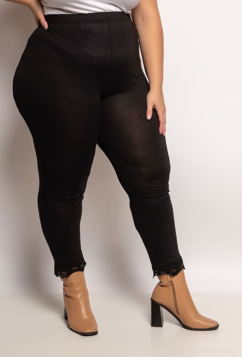 Legging taille élastique avec dentelles