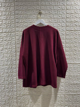 Pull bordeaux texturé avec poche en simili cuir