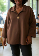 Tunique sweat en néoprène avec pins soleil doré