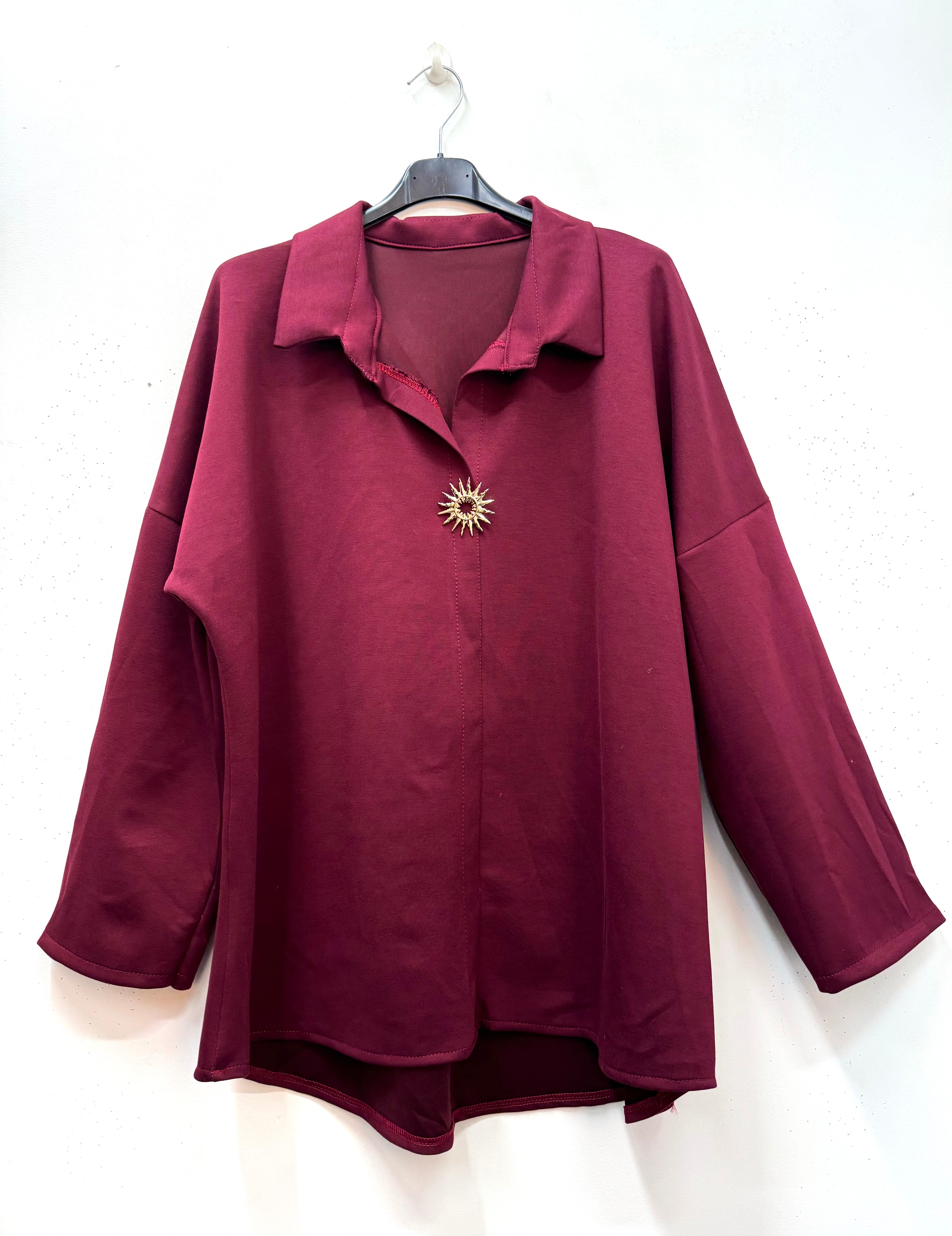Tunique sweat en néoprène avec pins soleil doré