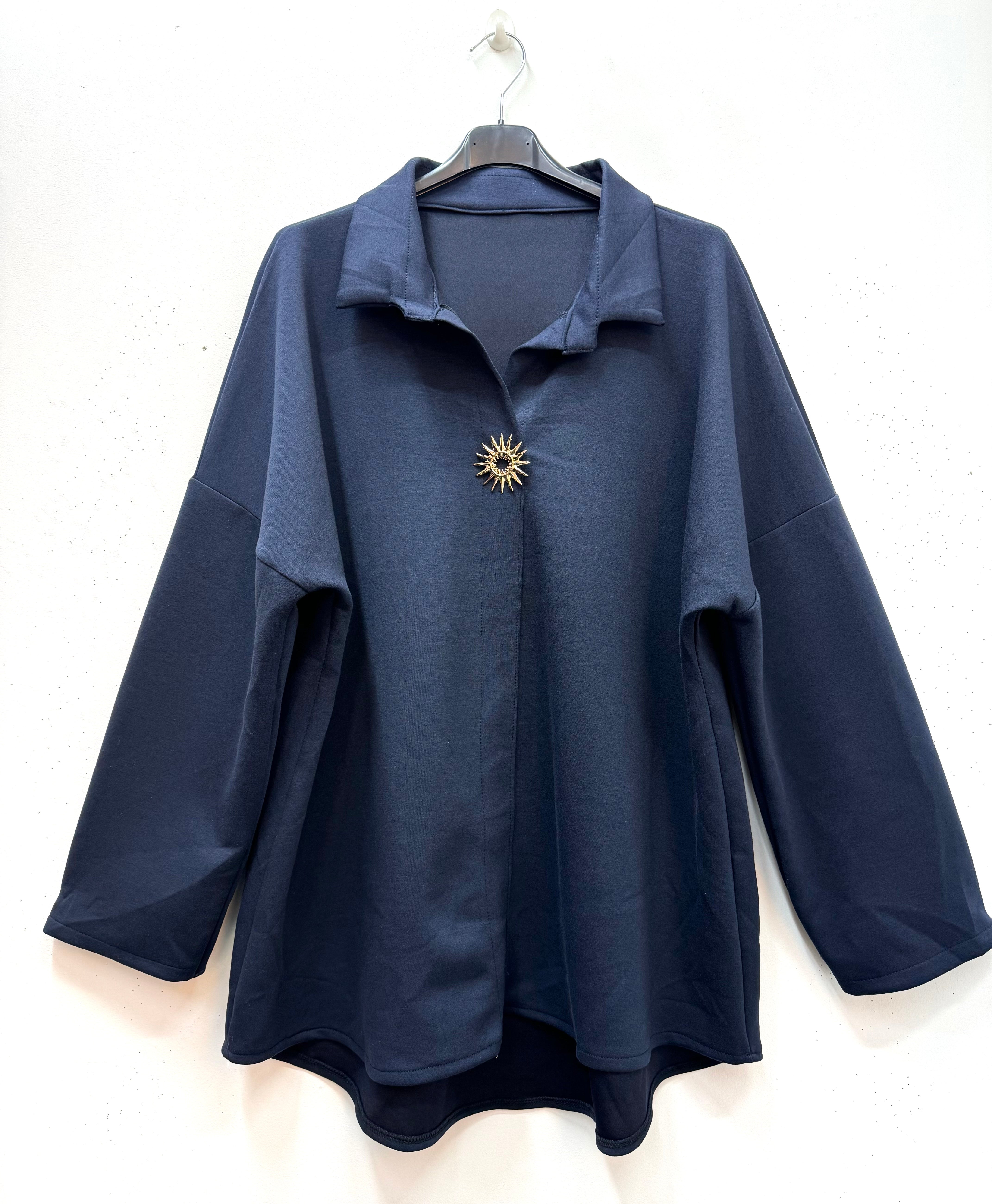 Tunique sweat en néoprène avec pins soleil doré