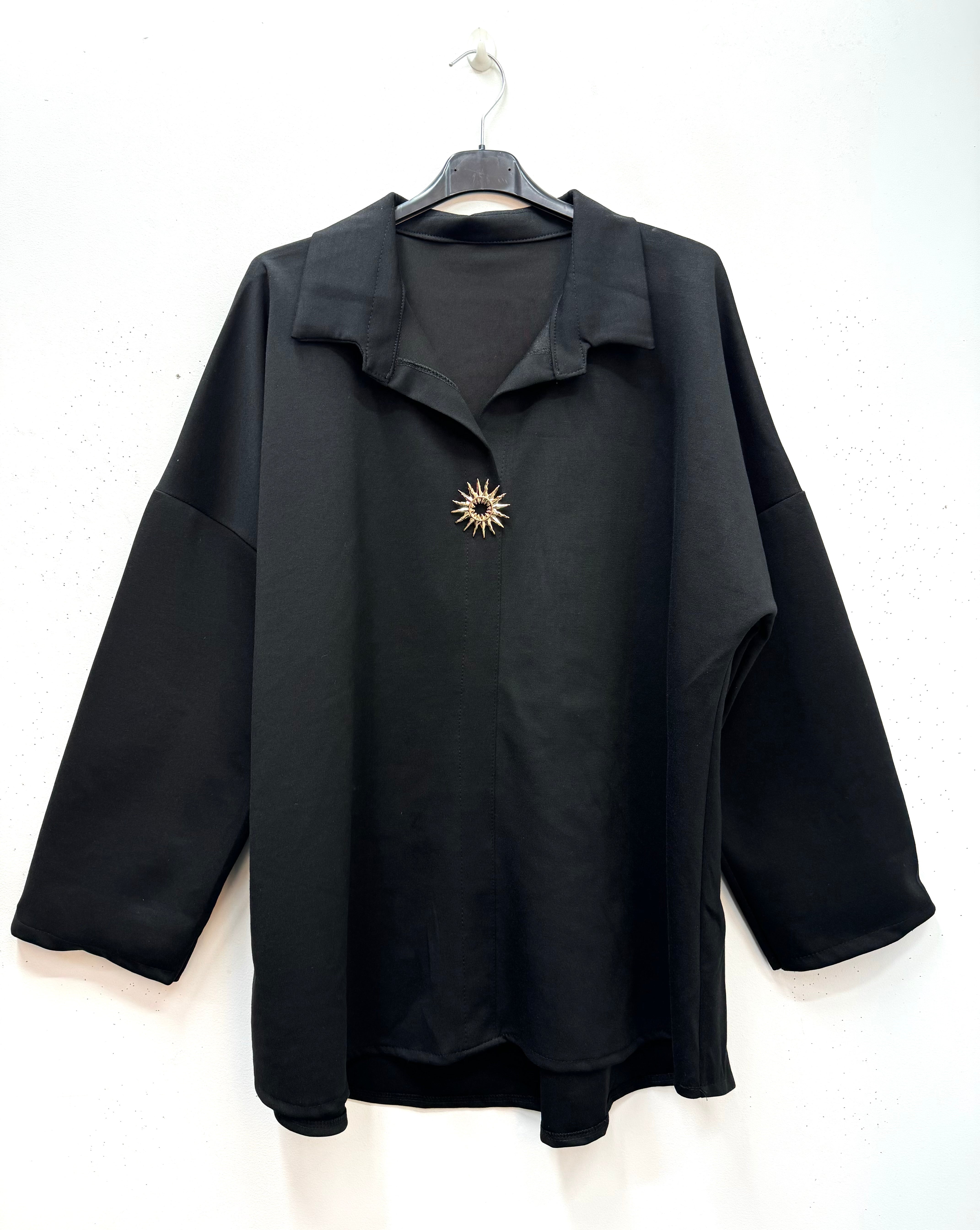 Tunique sweat en néoprène avec pins soleil doré