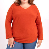 Pull uni coupe droite col V