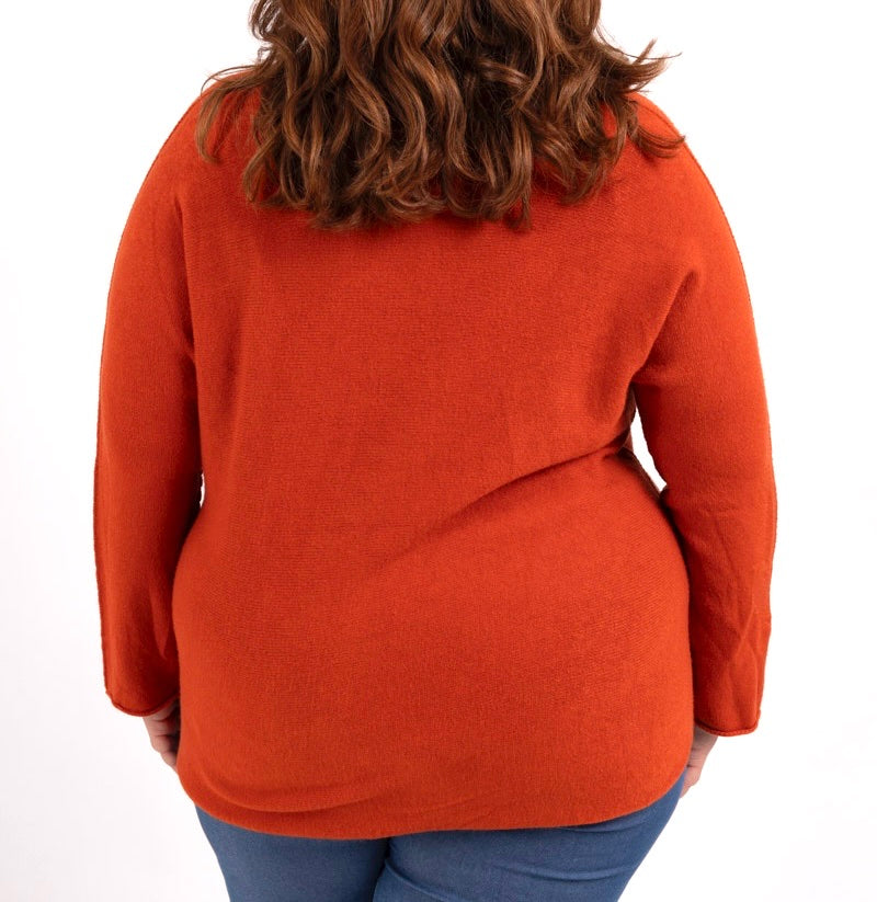 Pull uni coupe droite col V