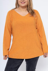 Pull uni coupe droite col V