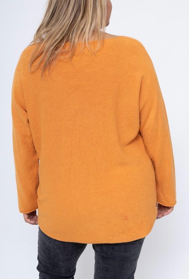 Pull uni coupe droite col V