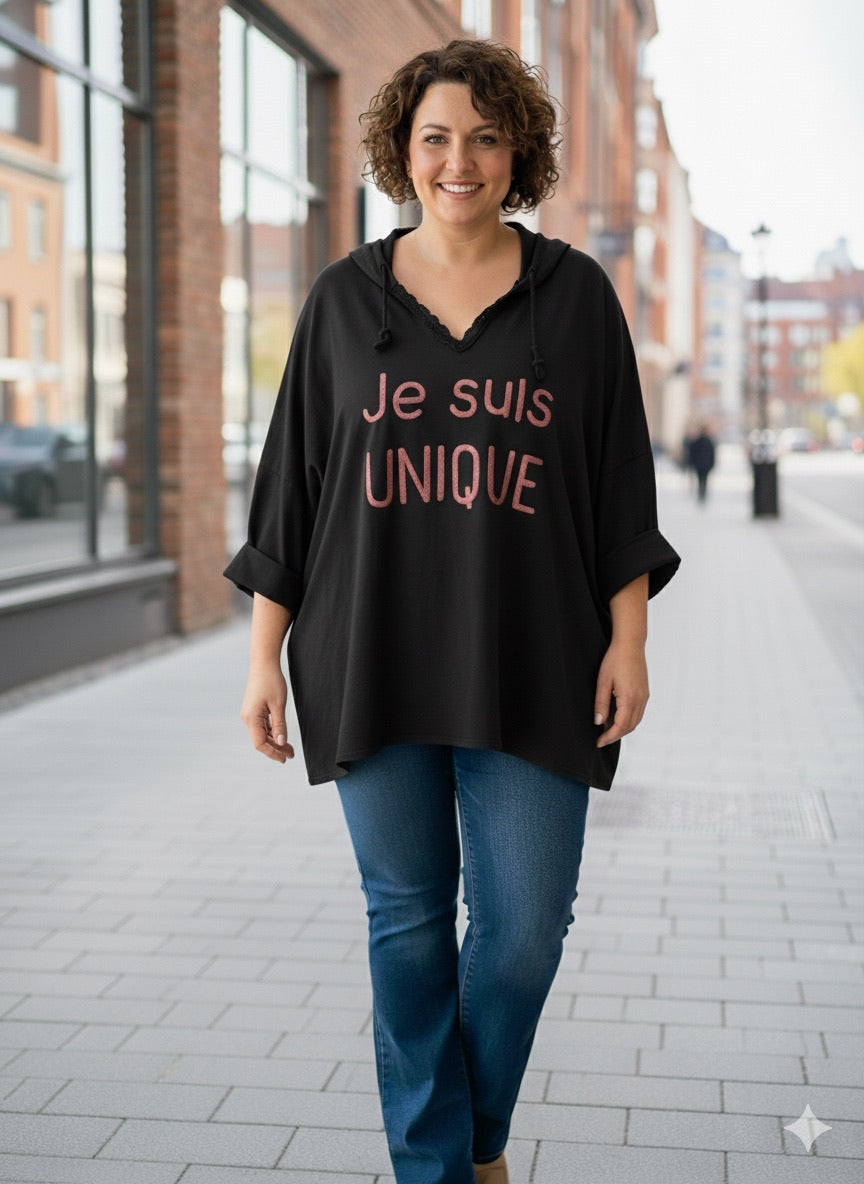 T-shirt "Je suis unique" avec capuche