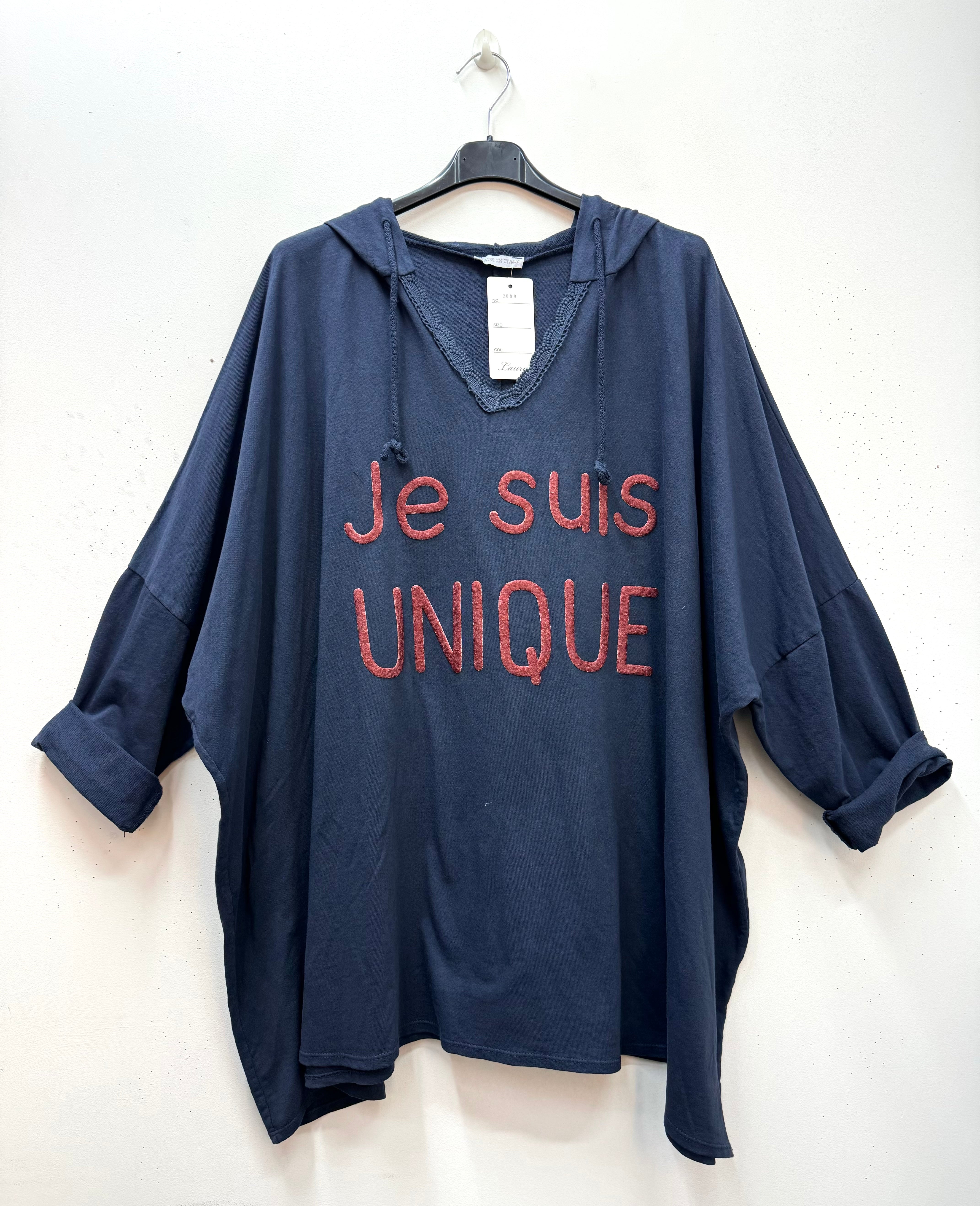 T-shirt "Je suis unique" avec capuche