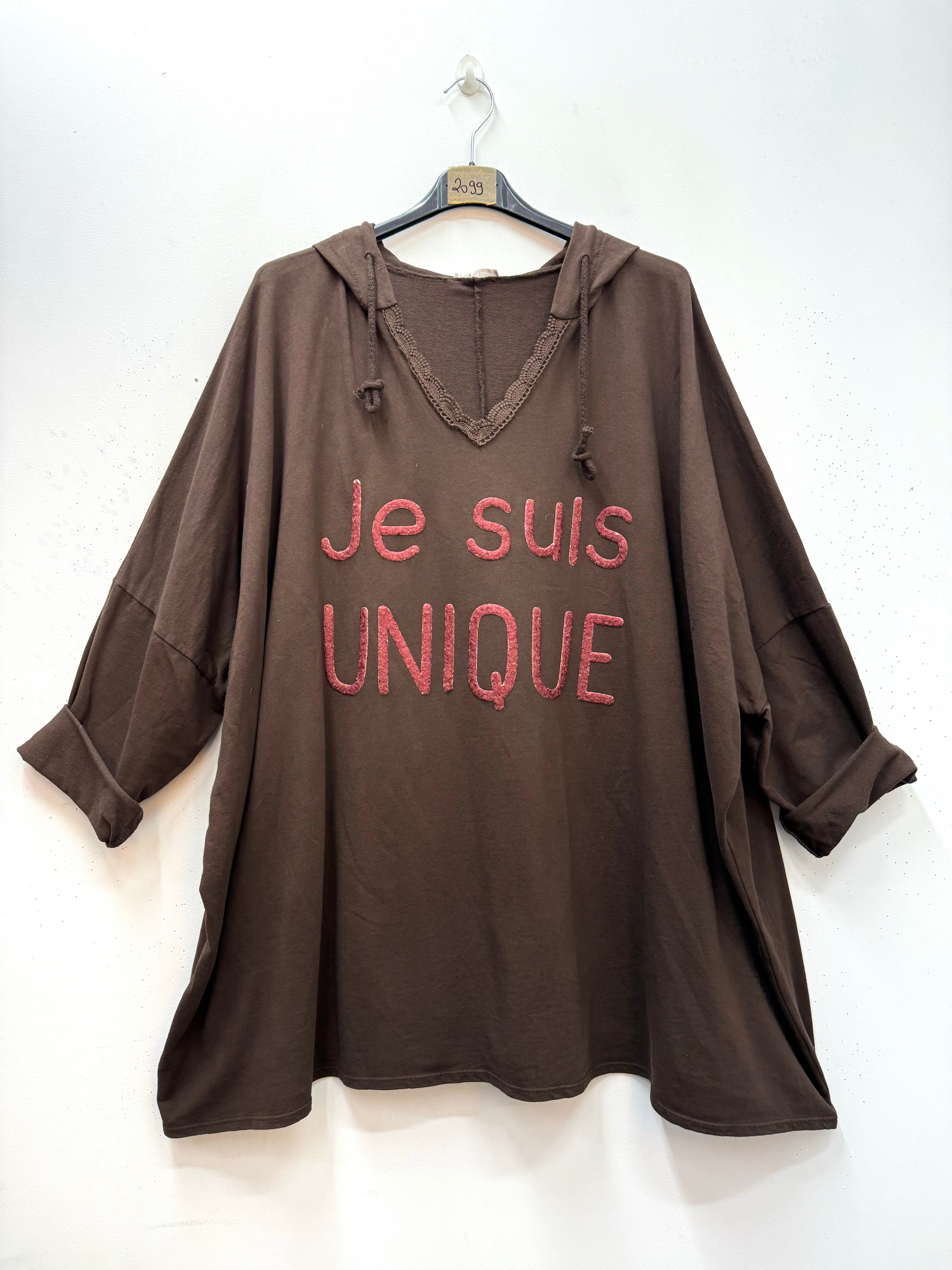 T-shirt "Je suis unique" avec capuche