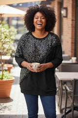 Tunique bi-matière avec velours et sequins