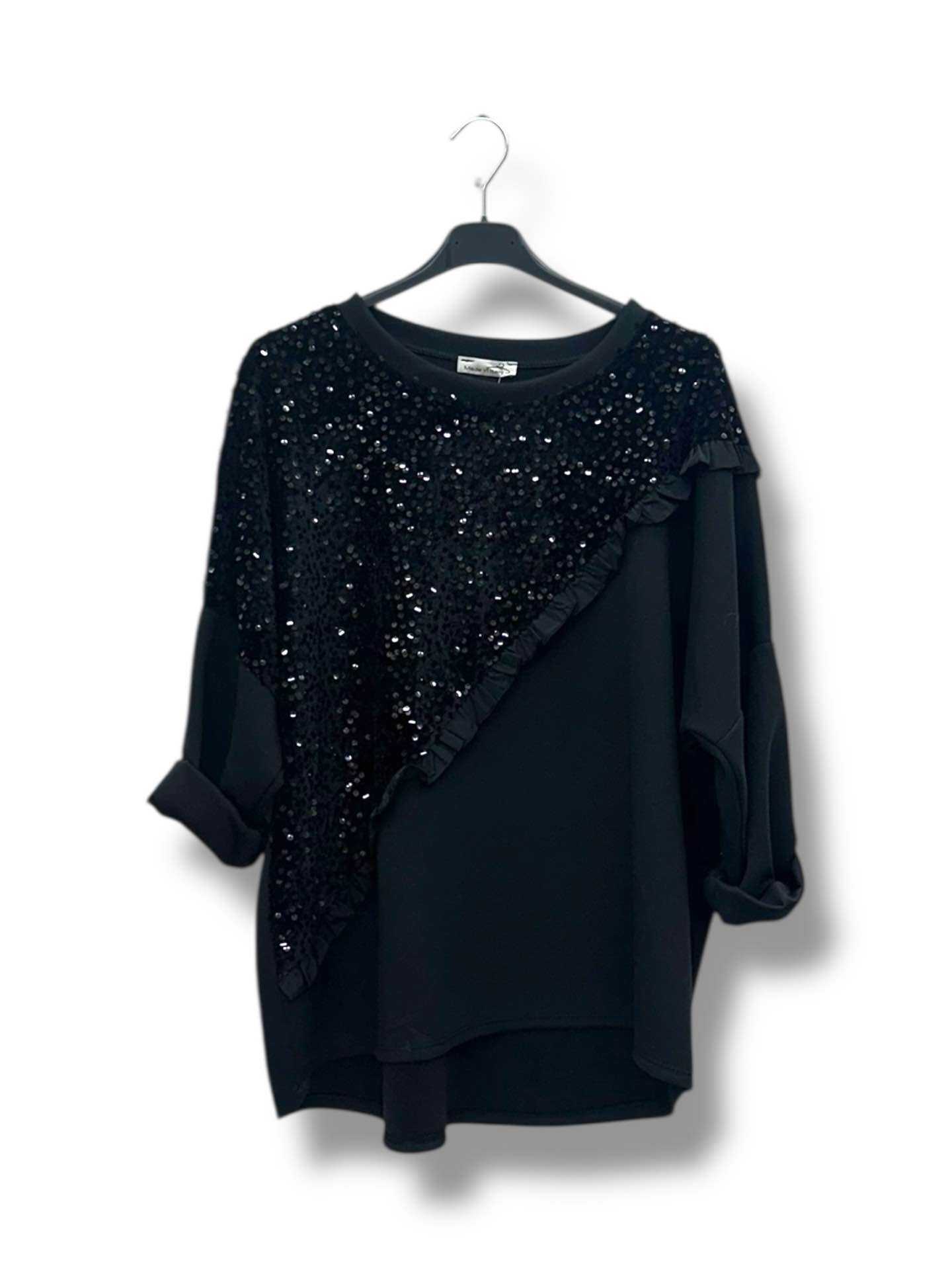 Tunique bi-matière avec velours et sequins