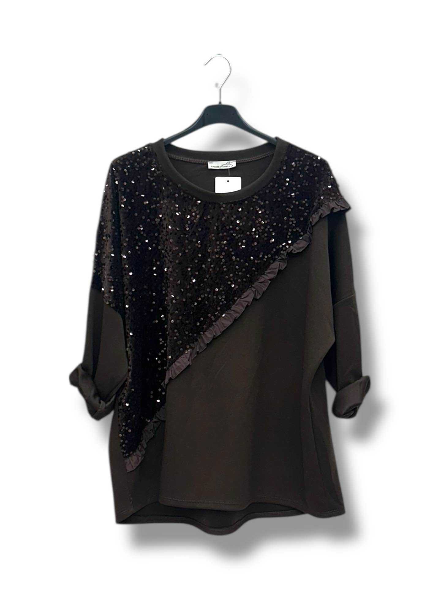 Tunique bi-matière avec velours et sequins