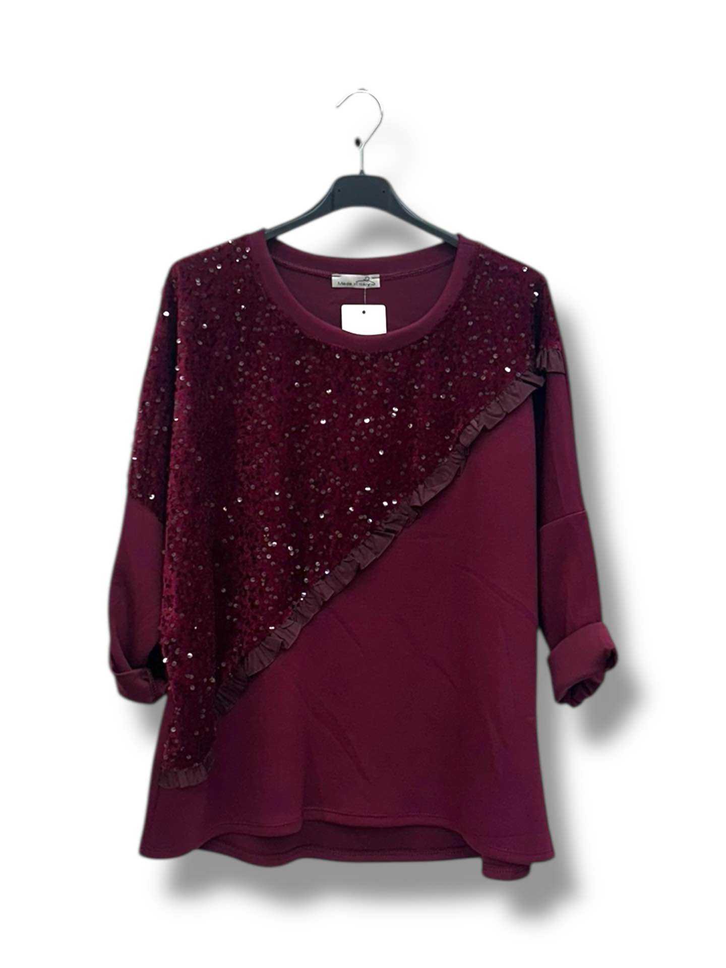 Tunique bi-matière avec velours et sequins