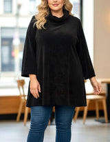 Tunique col roulé en velours côtelé