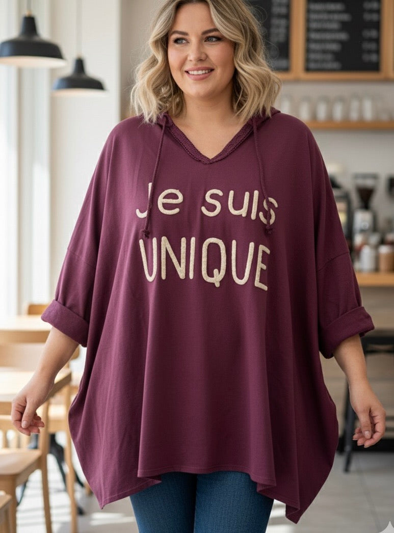 T-shirt "Je suis unique" avec capuche