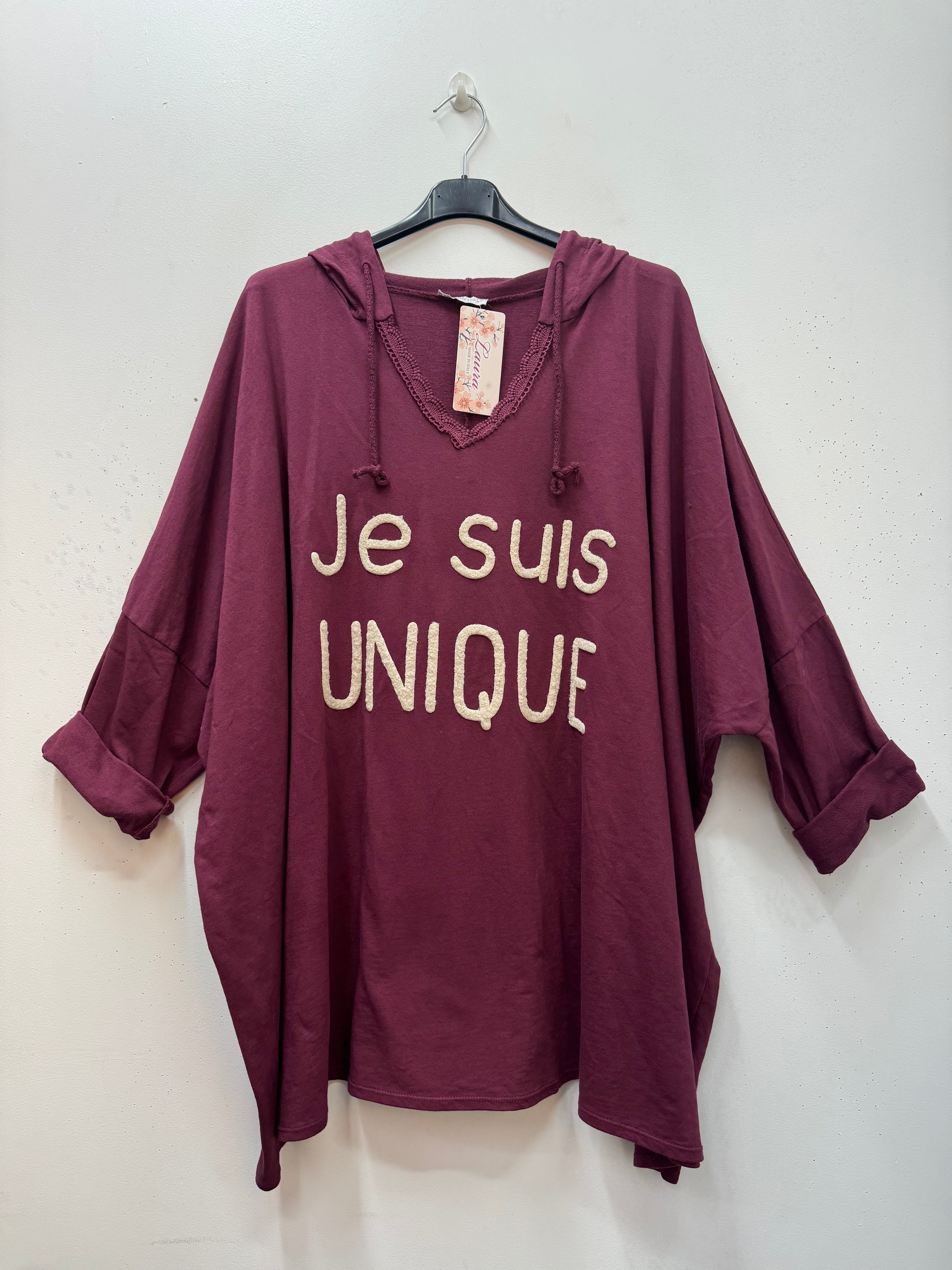 T-shirt "Je suis unique" avec capuche