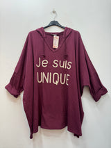 T-shirt "Je suis unique" avec capuche