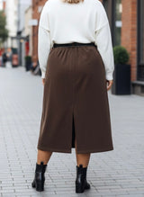 Jupe droite en velours côtelé