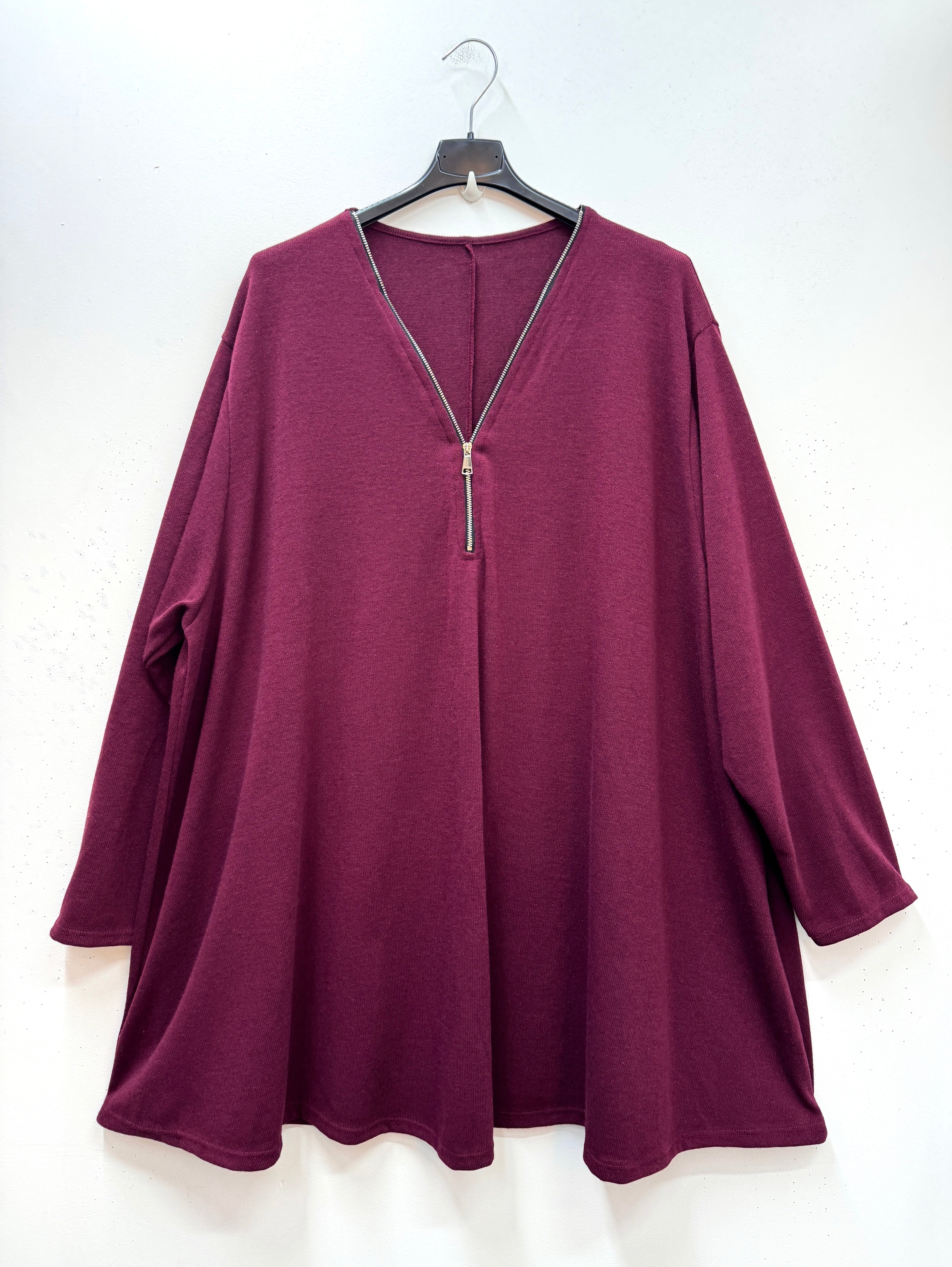 Tunique longue en maille douce avec zip