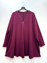 Tunique longue en maille douce avec zip