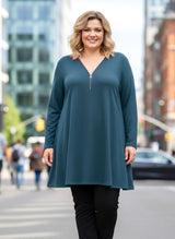 Tunique longue en maille douce avec zip