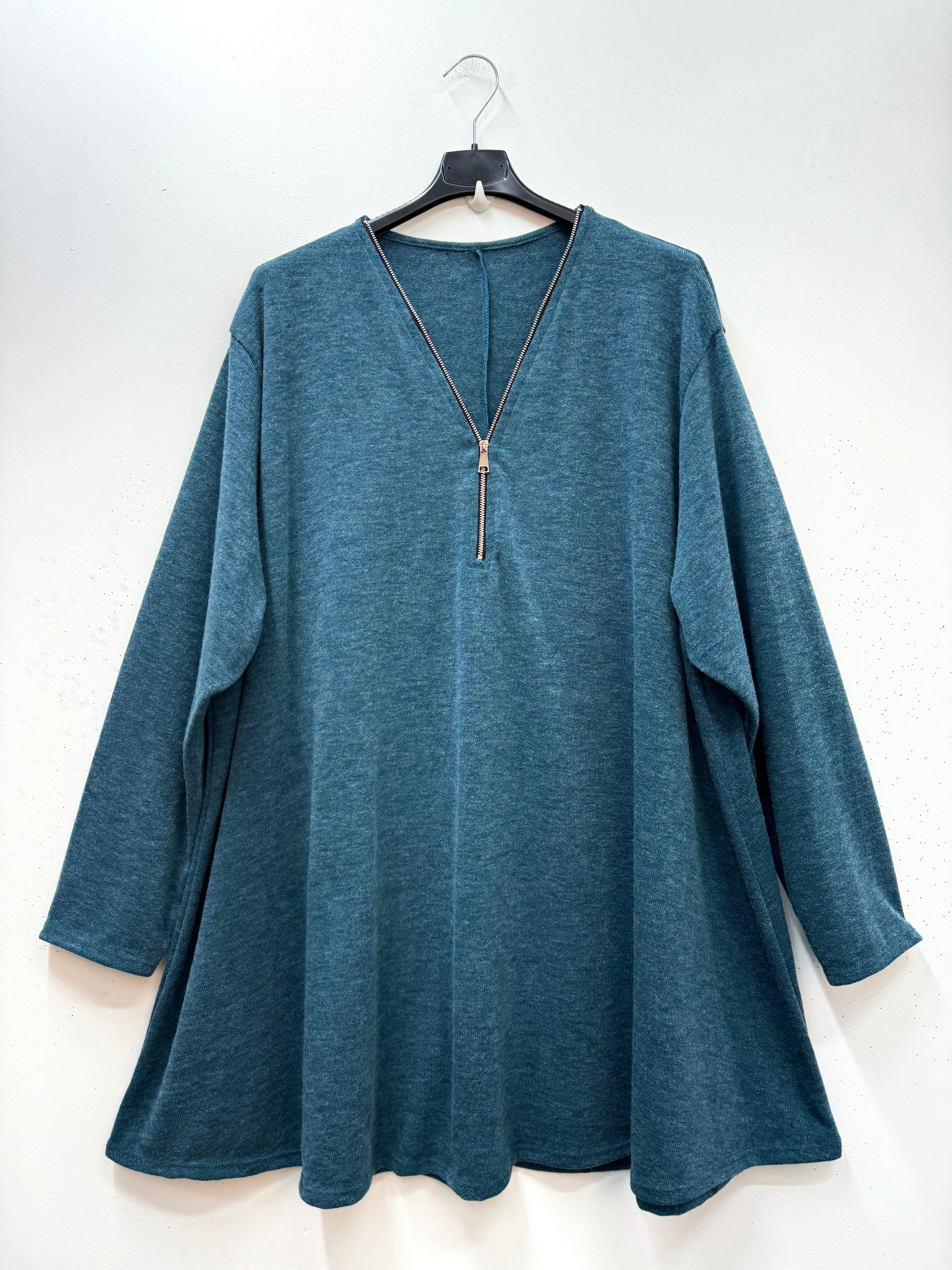 Tunique longue en maille douce avec zip