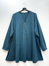 Tunique longue en maille douce avec zip