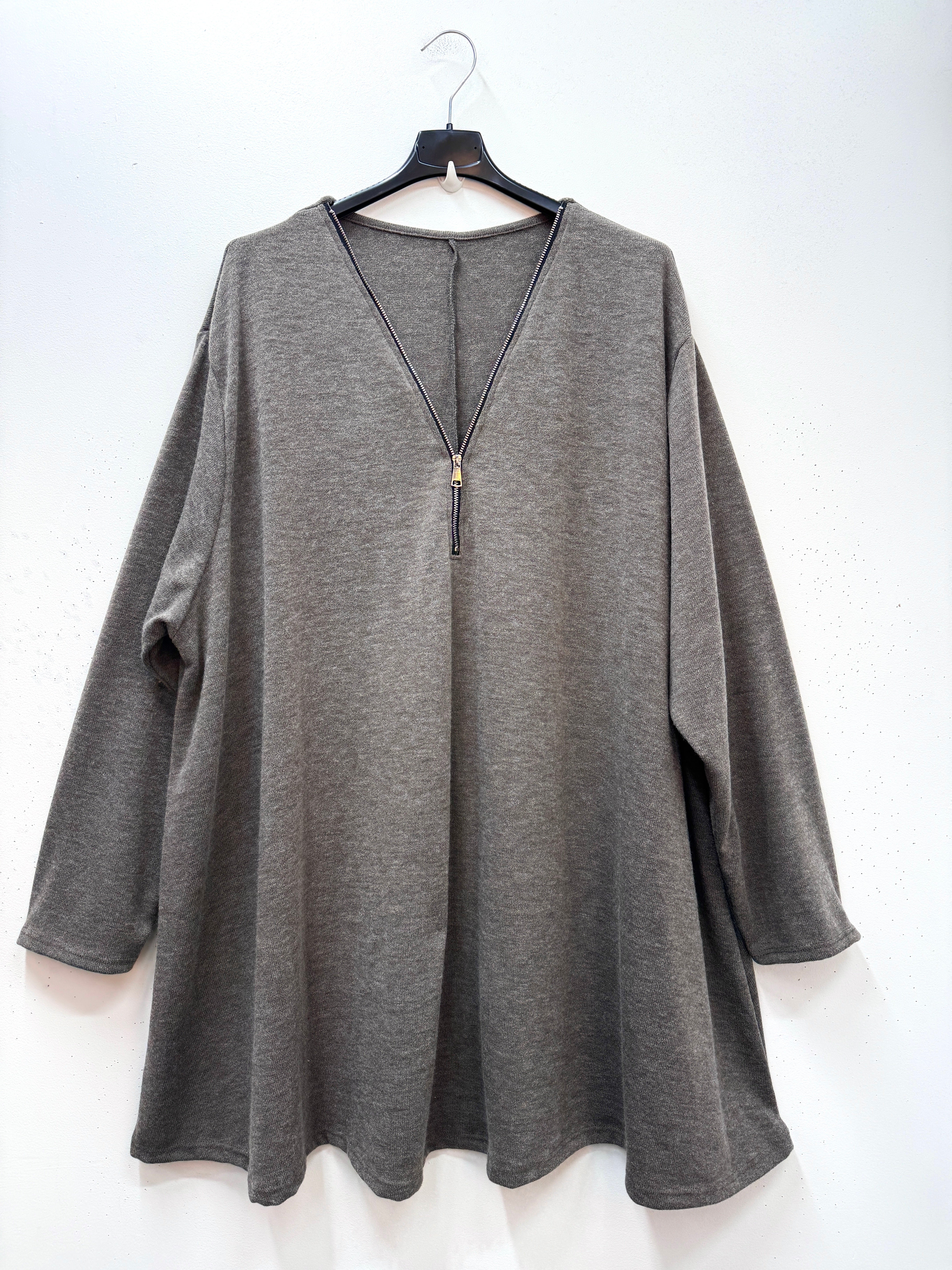 Tunique longue en maille douce avec zip