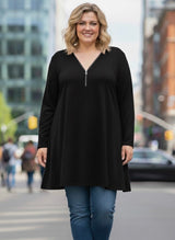 Tunique longue en maille douce avec zip