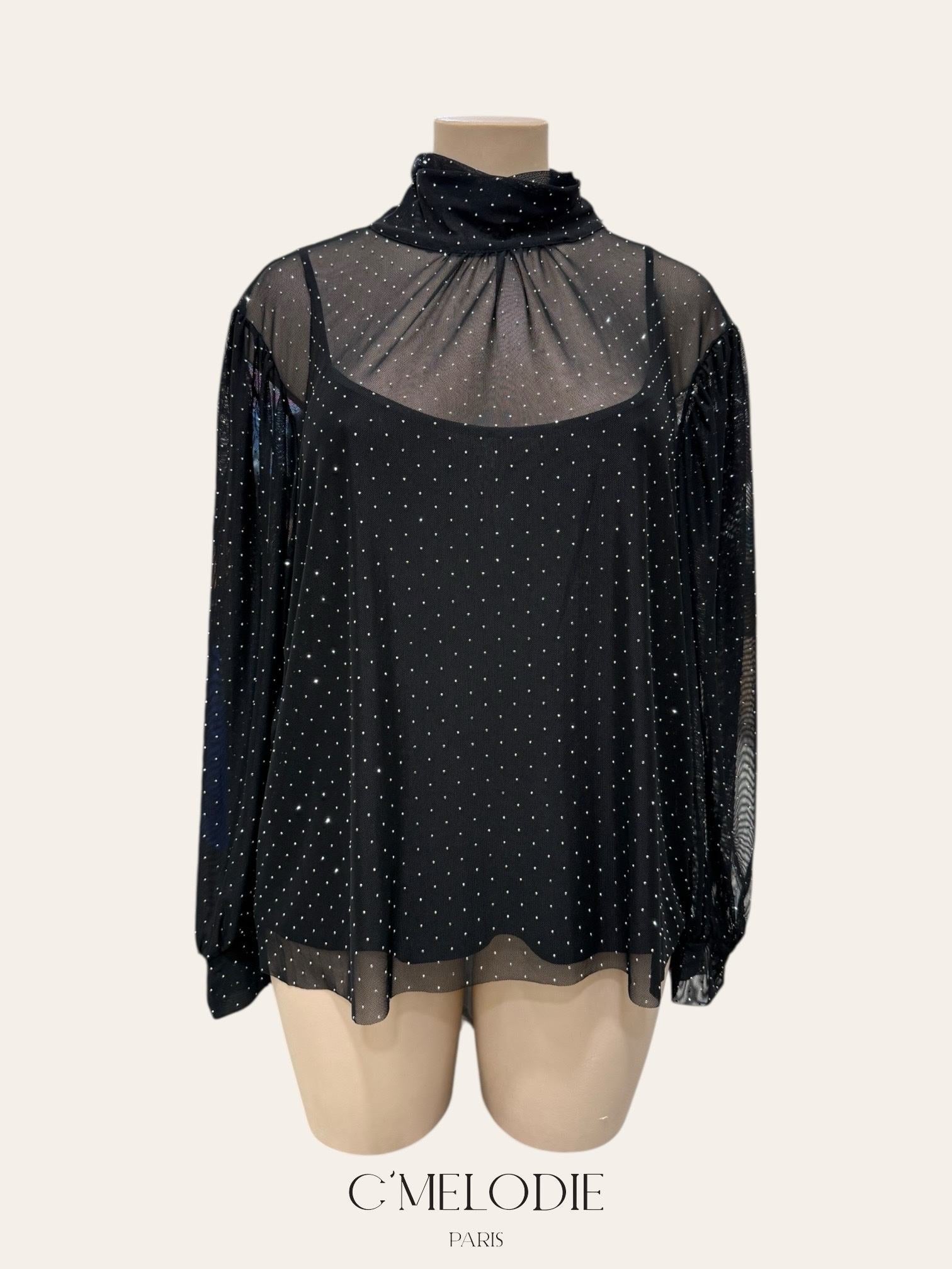 Blouse en voilage avec strass