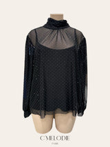 Blouse en voilage avec strass
