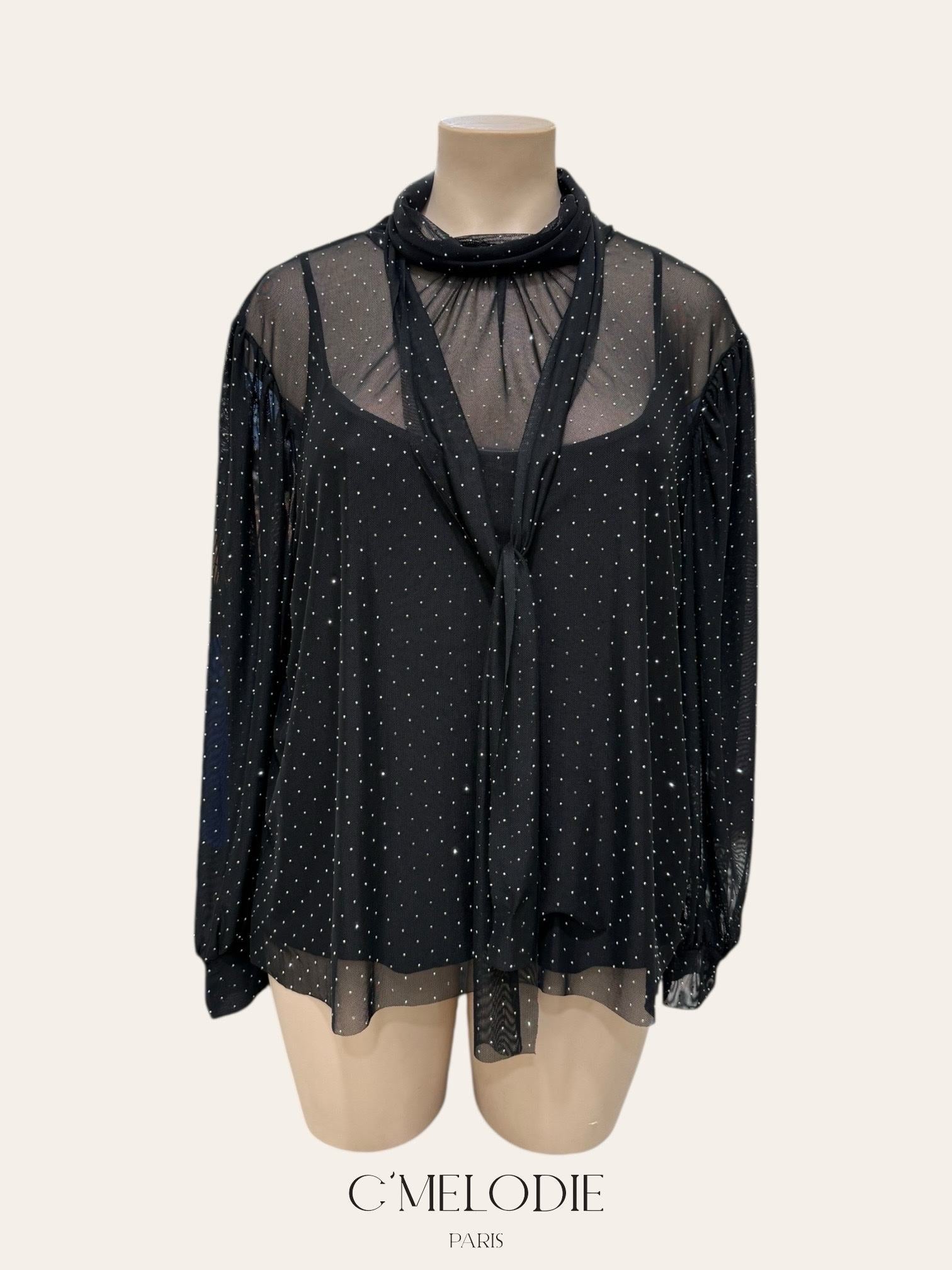 Blouse en voilage avec strass