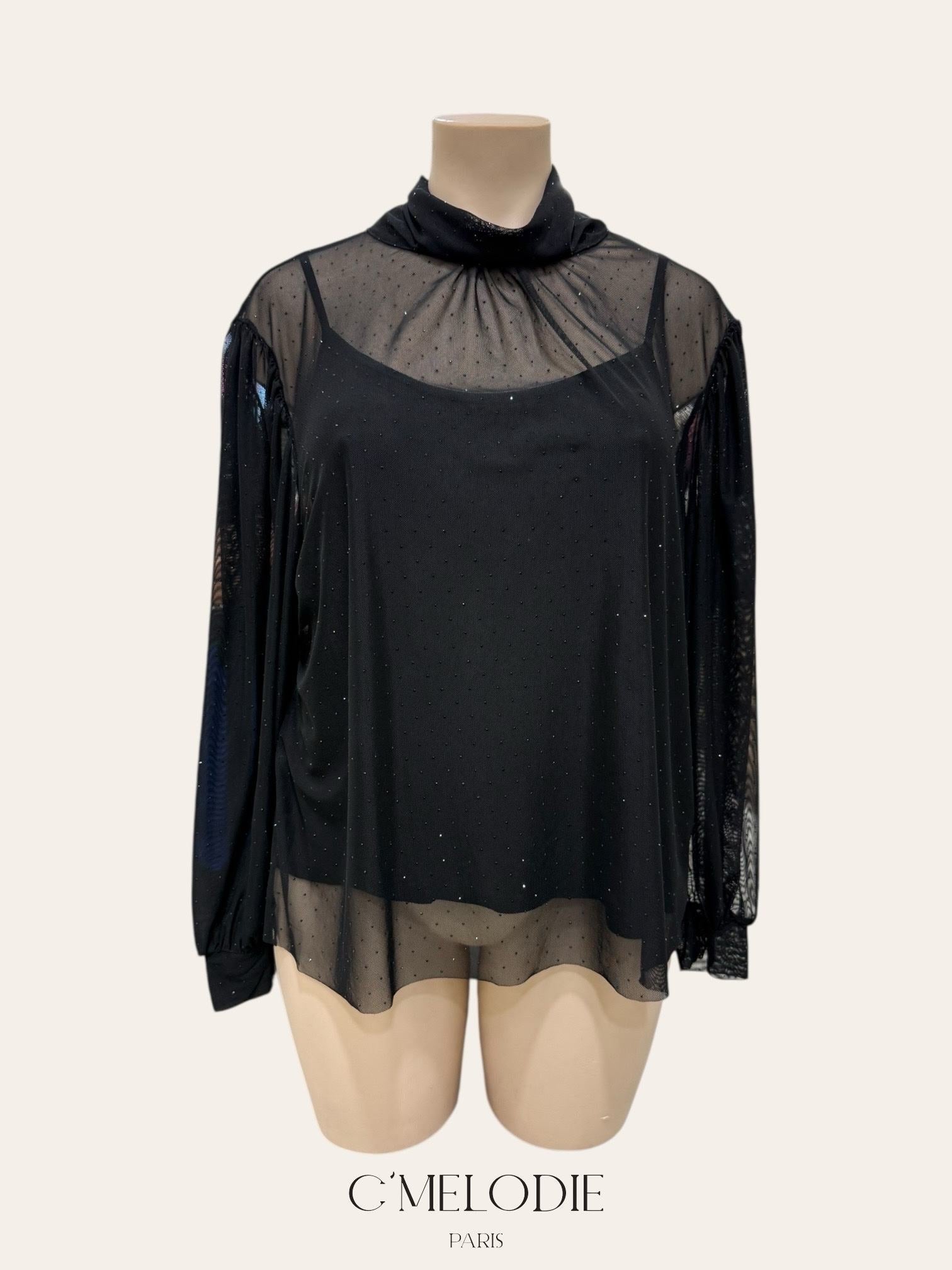 Blouse en voilage avec strass