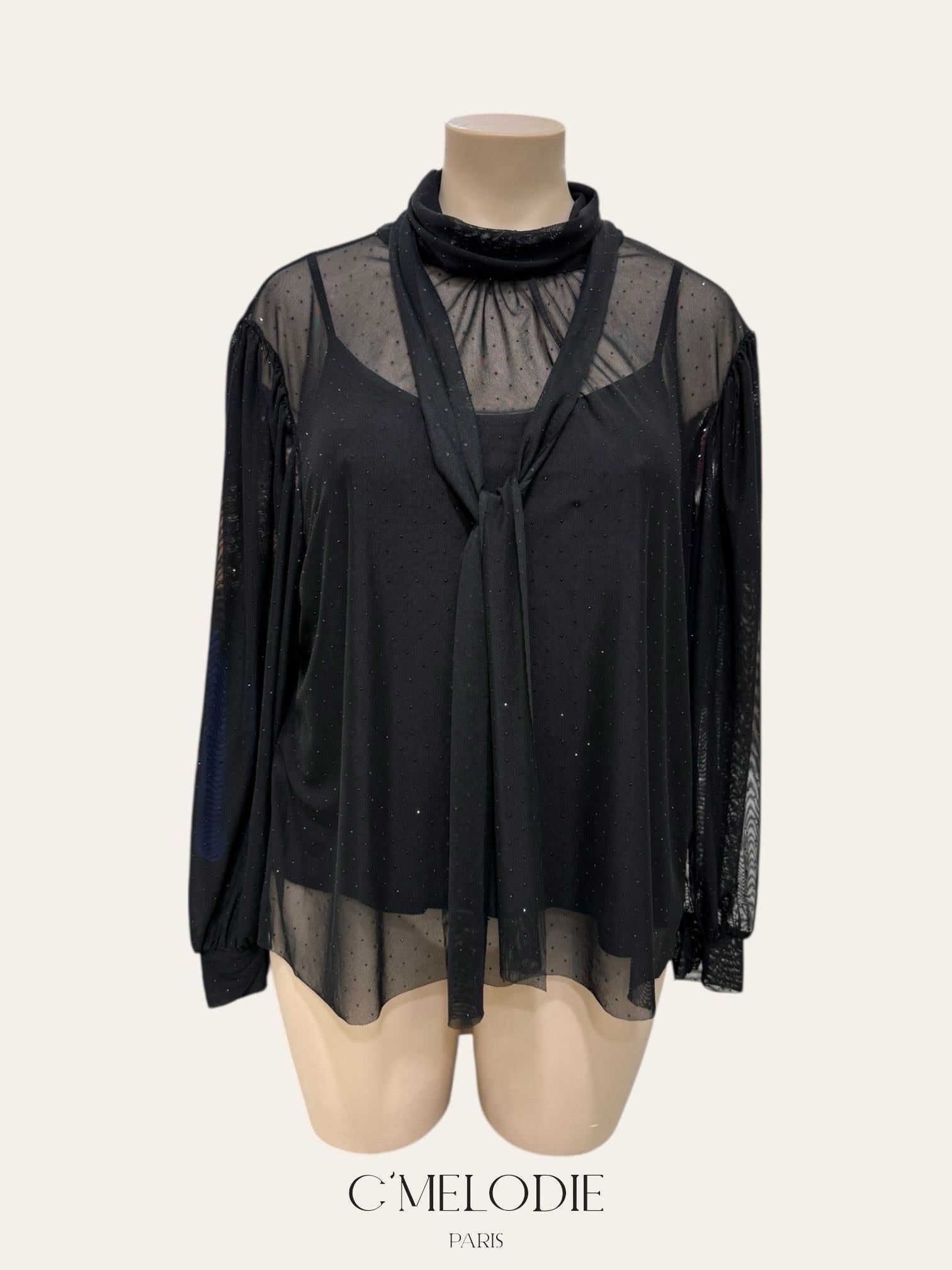 Blouse en voilage avec strass