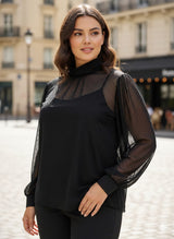 Blouse en voilage avec strass